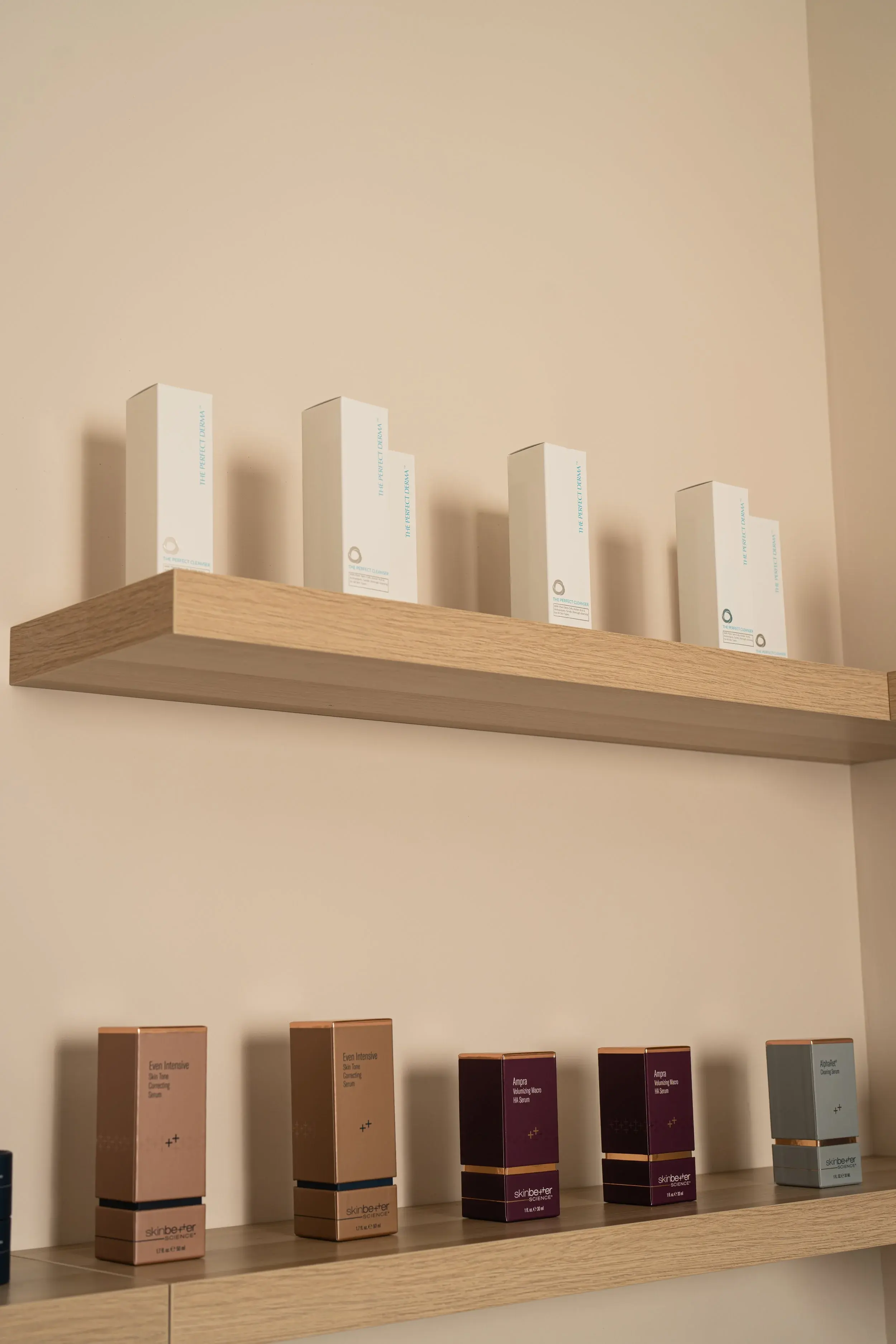 Professional skincare products displayed at Katherine O Aesthetics